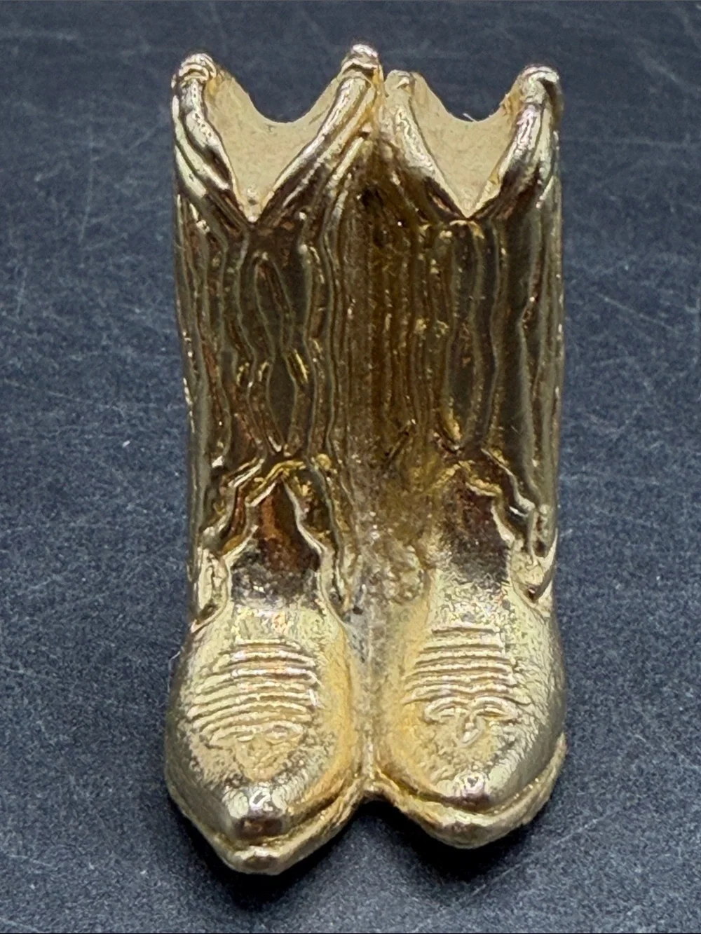 Vintage Signed Brass Cowboy Cowgirl Boots Figurine Figural Western Figure Decor